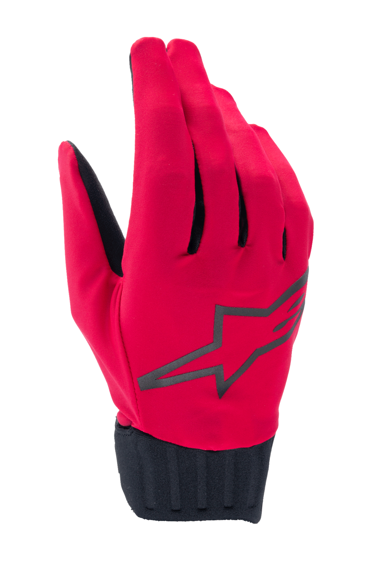 Alpinestars Stella A-Dura Rain Gloves, gants de pluie de VTT pour femme, rouge fluo et noir, avec un grand logo étoile noir, poignet en néoprène côtelé et conception imperméable pour le VTT