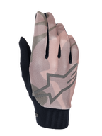 Alpinestars A-Dura Squad Gloves, Mountain Bike Gloves, Brown and Gray Camouflage Pattern, featuring a large star logo outline on the back, textured mesh upper, and black ribbed cuff