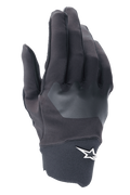 Gants Alpinestars A-Supra, gants de cyclisme VTT, noirs avec empiècement texturé gris, logo étoile blanc au poignet, matériau spandex flexible pour le VTT et le tout-terrain