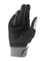 Gants Alpinestars A-Supra, gants de VTT, gris clair et noir, avec paume en daim synthétique perforé, poignet en néoprène avec fermeture à crochet et boucle, logo rouge, conçus pour le cyclisme de performance