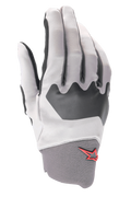 Gants Alpinestars A-Supra, gants de VTT, gris clair et noir, avec panneau texturé aux articulations et petit logo étoile rouge sur le poignet en néoprène, construction en spandex flexible pour le cyclisme
