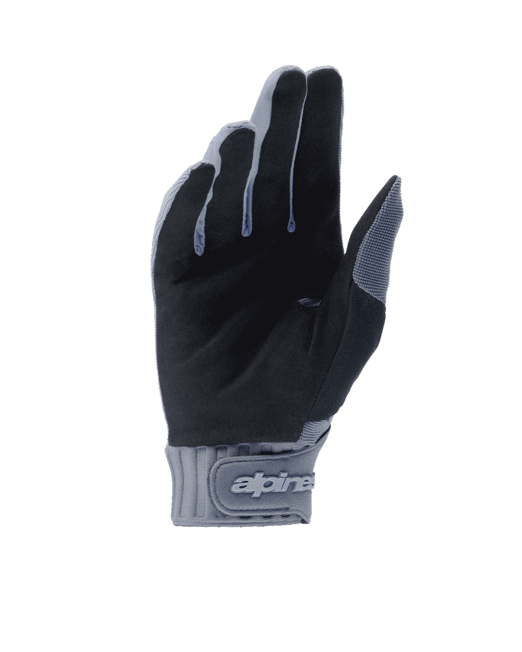 Gants Alpinestars A-Dura, gants de cyclisme, Bleu Infinity et noir, vue de la paume en daim synthétique pour l'adhérence, manchette en néoprène avec fermeture à crochet et boucle et logo de la marque, équipement durable pour le VTT