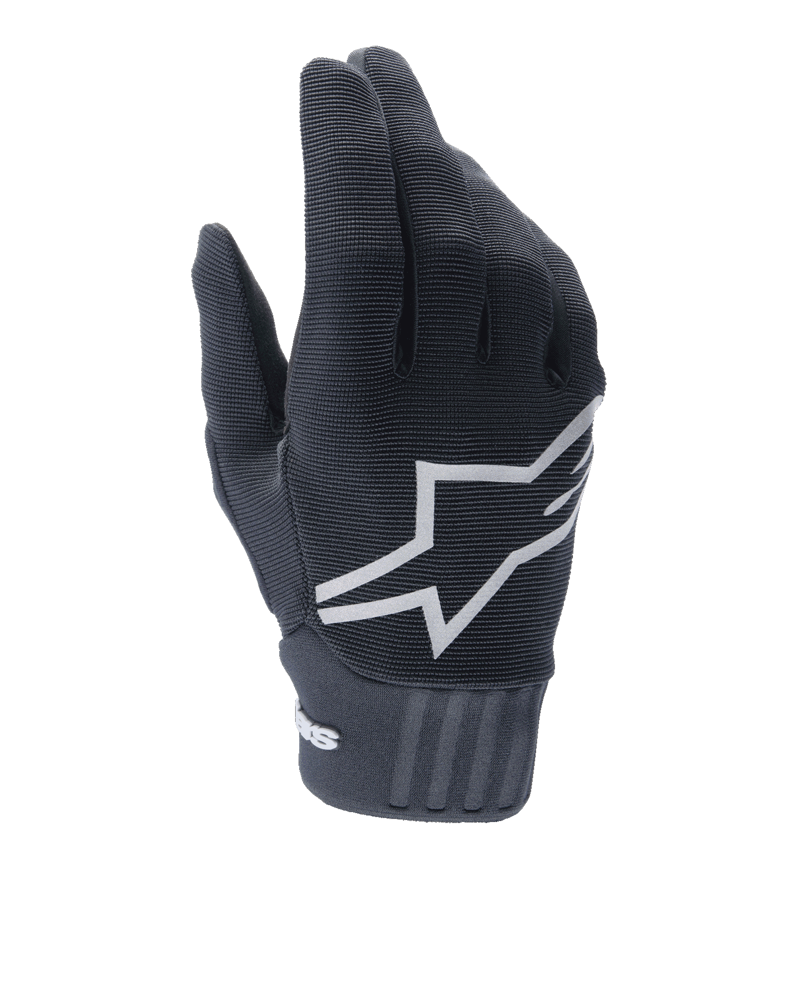 Alpinestars Gants A-Dura Gel, gants de cyclisme VTT, noir, grand logo étoile blanc sur le dessus, dessus en polyester texturé et spandex, poignet en néoprène nervuré