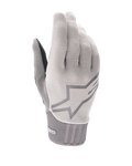 Alpinestars A-Dura Gel Gloves, gants de cyclisme VTT, gris clair, tissu texturé avec grand logo étoile sur le dessus de la main, manchette en néoprène, paume ergonomique avec rembourrage en gel pour la conduite tout-terrain