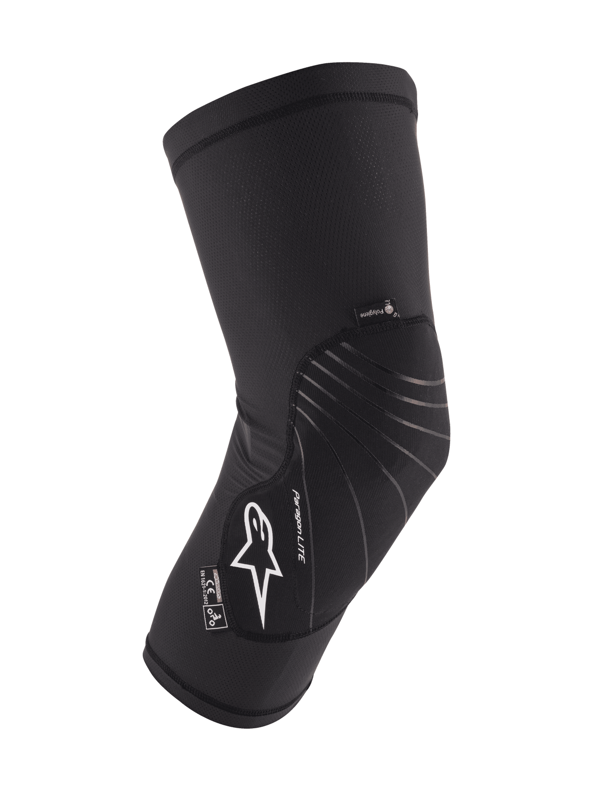 Alpinestars Youth Paragon Lite Knee Protector, noir, protection VTT pour enfant, manchon en maille respirante avec panneau avant texturé, logo Astar blanc, design à enfiler léger et flexible