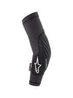 Coudières Alpinestars Youth Paragon Lite, protection VTT légère pour enfant, noir avec logo étoile blanc et marquage Paragon LITE, manchon en maille respirante, design ergonomique incurvé avec panneau avant durable