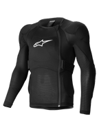 Alpinestars Veste De Protection A-Impact Plasma, veste de protection de VTT à manches longues noire avec logo blanc, dotée de protections Nucleon Plasma et d'une construction en maille extensible respirante