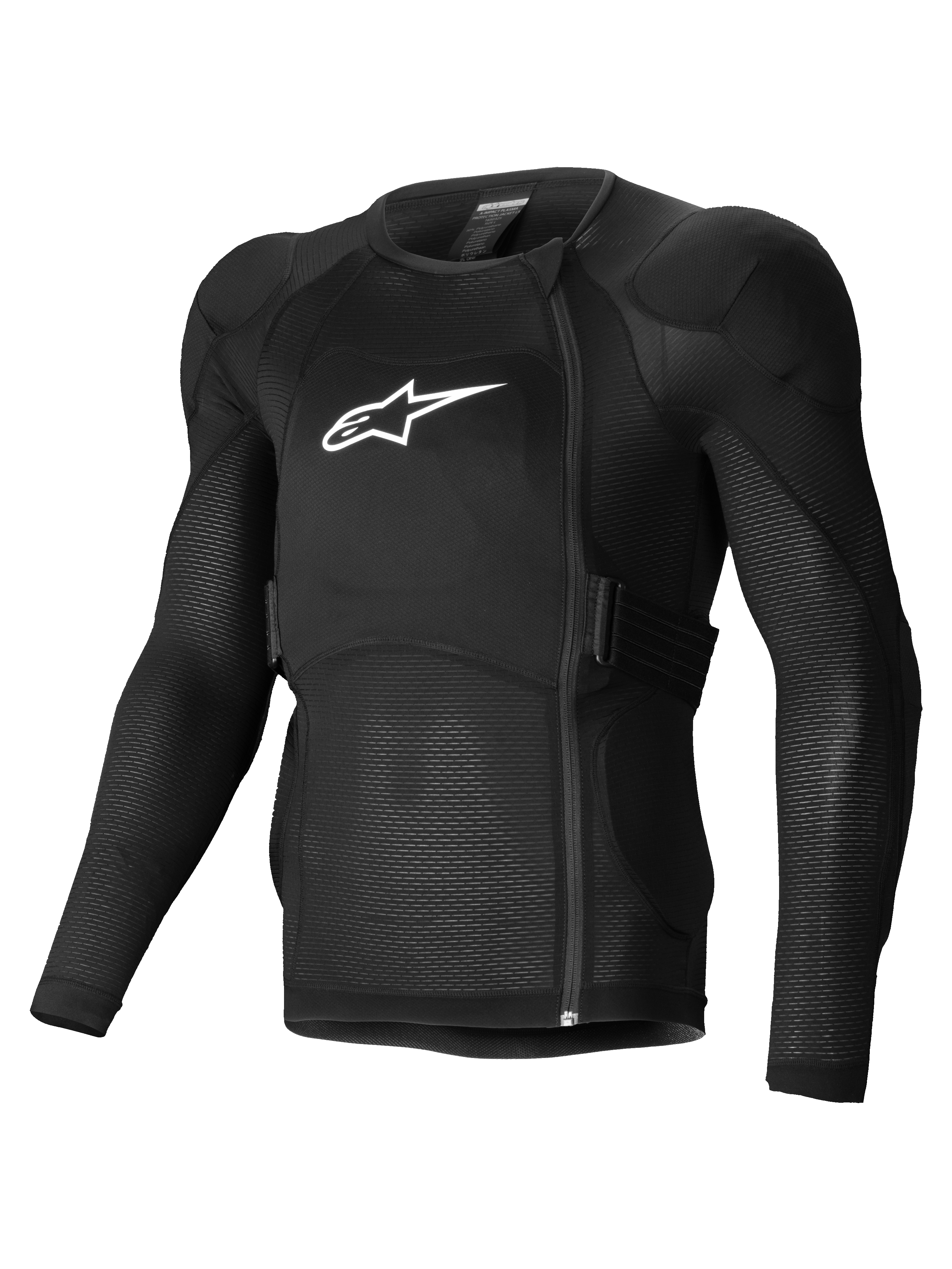 Alpinestars Veste De Protection A-Impact Plasma, veste de protection de VTT à manches longues noire avec logo blanc, dotée de protections Nucleon Plasma et d'une construction en maille extensible respirante