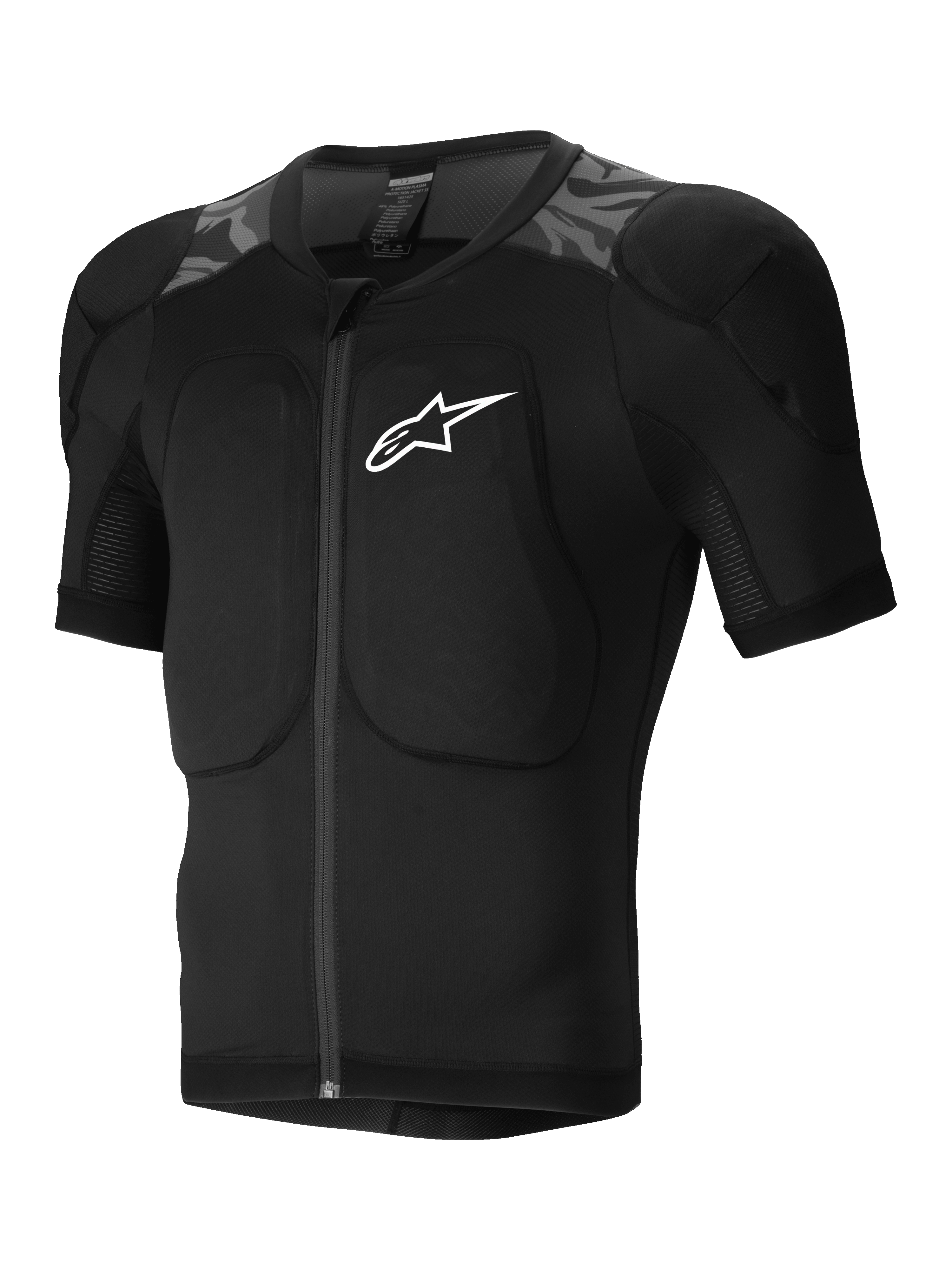 Alpinestars Veste De Protection A-Motion Plasma, veste de protection VTT à manches courtes pour homme, noire et motif camouflage, avec protections Nucleon PLASMA certifiées CE