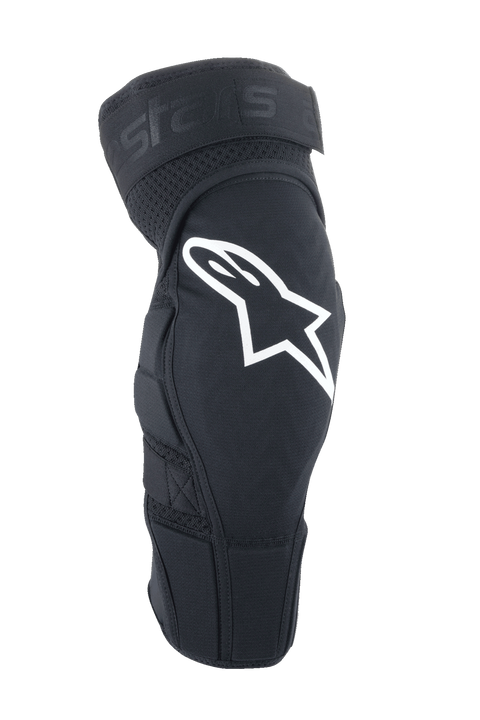 Alpinestars A-Impact Plasma Elite Knee Protector, MTB Knee Guards, Black with White Astar Logo, Ergonomic Pre-Curved Design with Mesh Ventilation, Adjustable Dual Strap Closure
