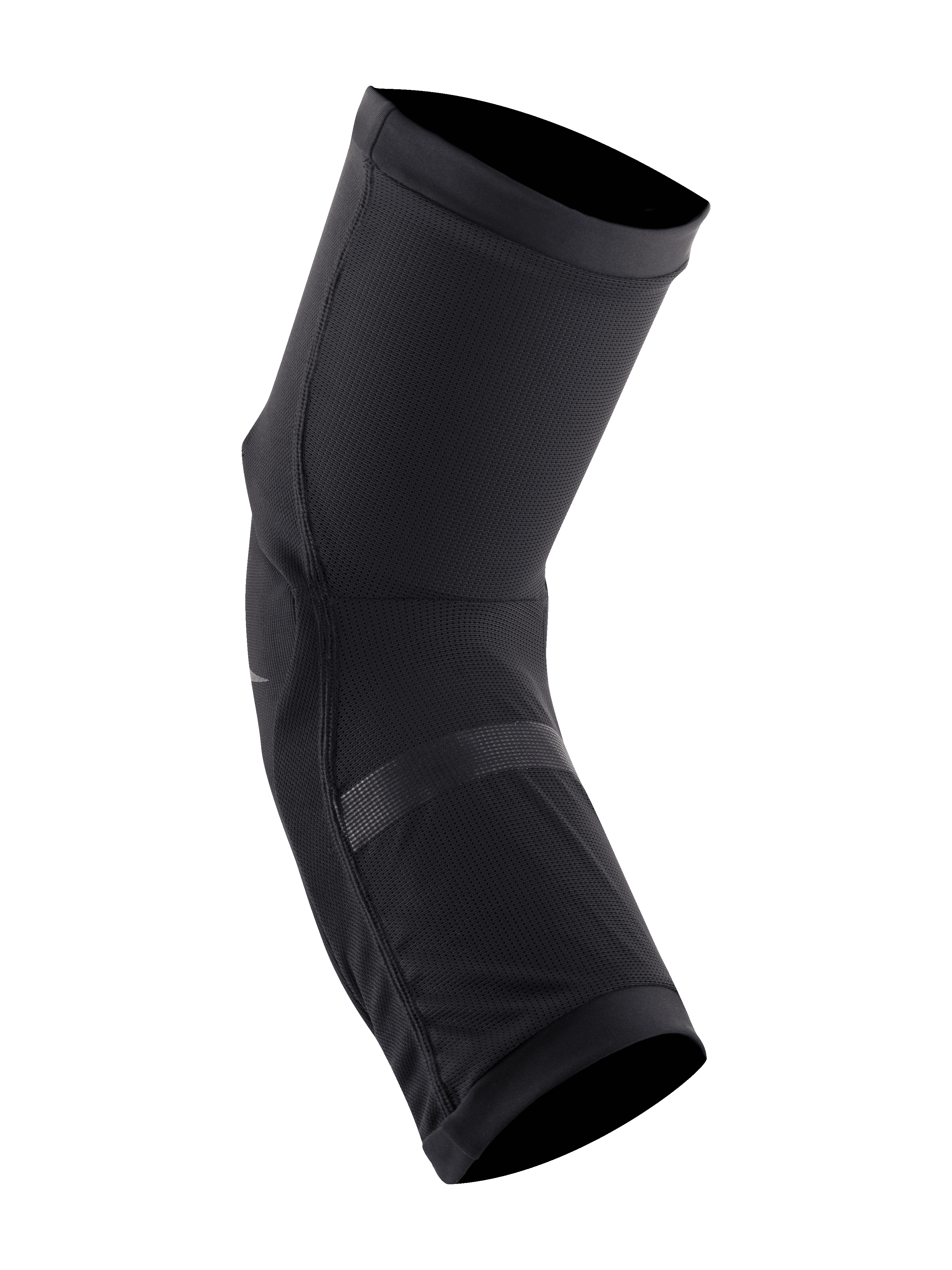 Alpinestars Paragon Plus Knee Protectors, Black, lightweight slip-on design, breathable stretch mesh construction with perforated impact pads, ergonomic pre-shaped fit for mountain biking