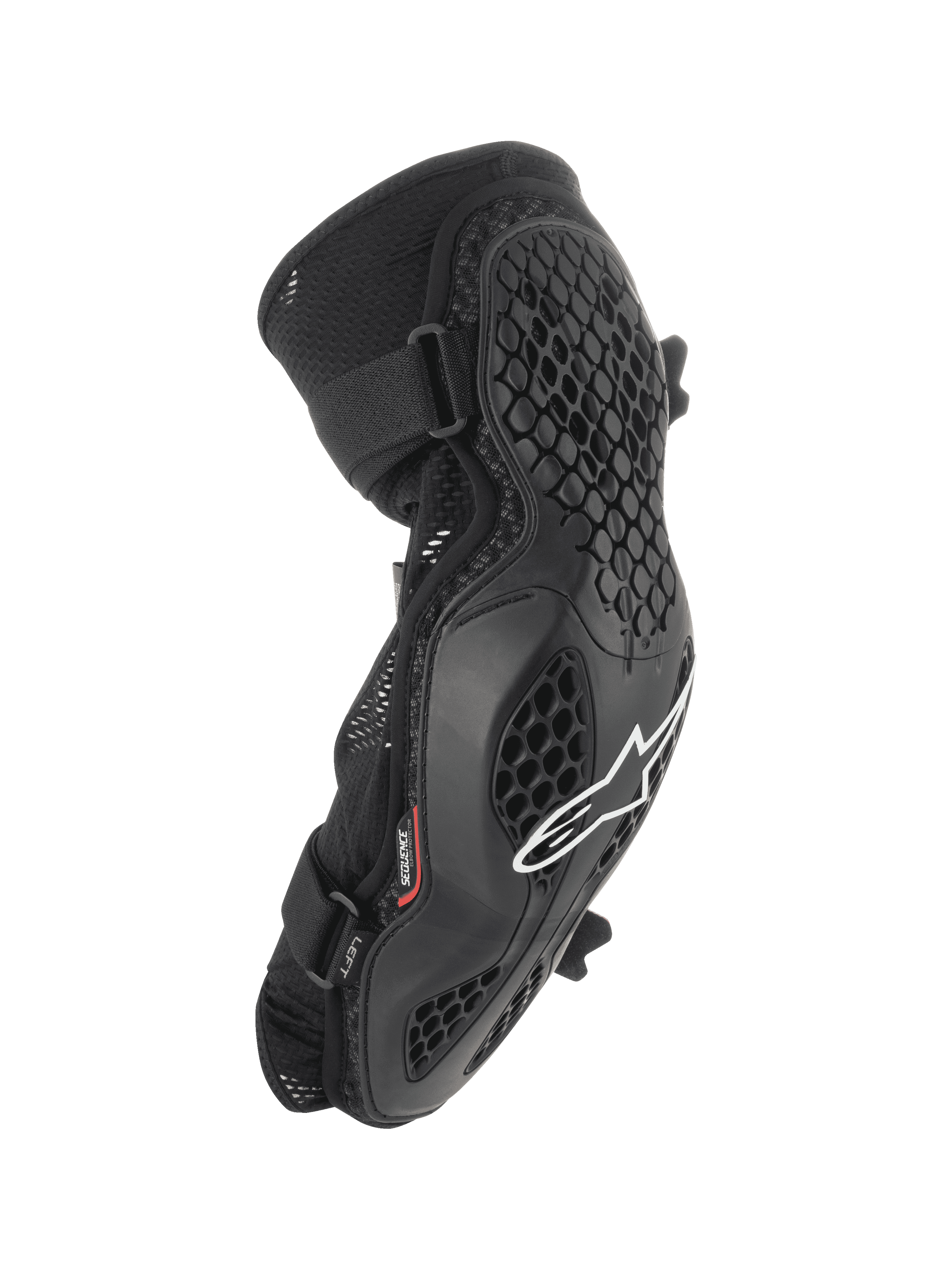 Alpinestars Bionic Pro Elbow Protectors, MTB Elbow Guards, Black with White Logo, Honeycomb Grid Structure, Breathable Mesh Chassis, Dual Adjustable Straps, Ergonomic Design for Off-Road and Mountain Biking