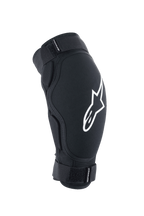 Alpinestars A-Impact Plasma Pro, protège-coude de VTT, noir avec logo blanc, doté de deux sangles Velcro réglables et d'un design ergonomique pré-courbé