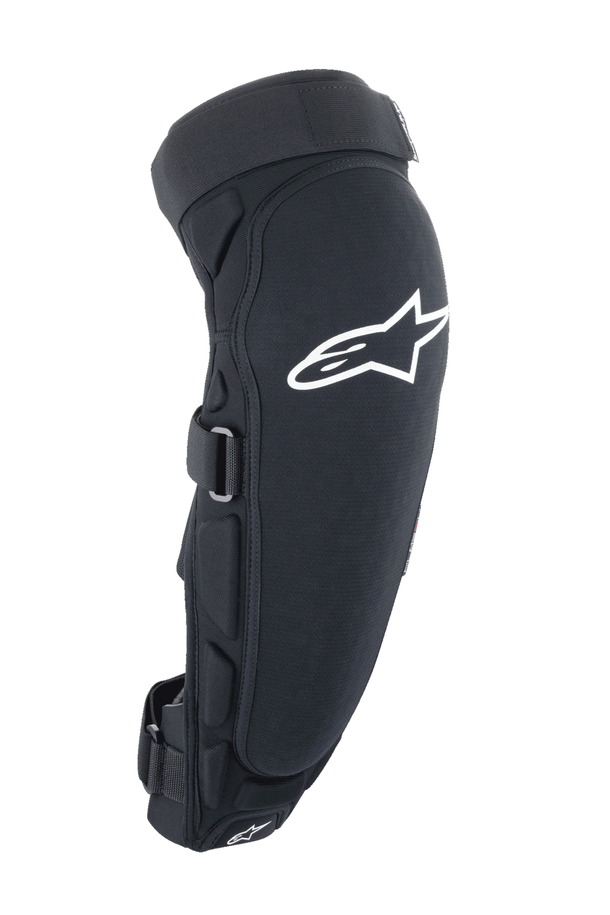Alpinestars A-Impact Plasma Pro Knee Shin Protectors, mountain bike knee and shin guards, black and white, featuring EN 1621-1 Level 2 certified Nucleon Plasma technology and triple strap closure system