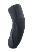 Alpinestars A-Motion Plasma Pro, genouillère de protection noire, profil latéral montrant un design ergonomique incurvé, panneau avant texturé avec logo étoile ton sur ton, tissus en maille extensible respirante et ripstop, protection légère pour le VTT et le trail