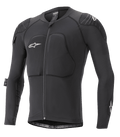 Alpinestars Paragon Lite Protection Jacket - Manches longues, protection VTT, noire, maille respirante avec rembourrage à la poitrine et aux épaules, fermeture éclair frontale, logo étoile blanc sur la poitrine, design léger et ajusté