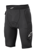 Alpinestars Paragon Lite Protection Shorts, short de protection pour VTT, noir, construction en maille légère et respirante avec tissu perforé, rembourrage aux hanches et sur les côtés des jambes, logo étoile blanc sur la taille et la jambe, coupe ajustée de style compression pour le cyclisme tout-terrain