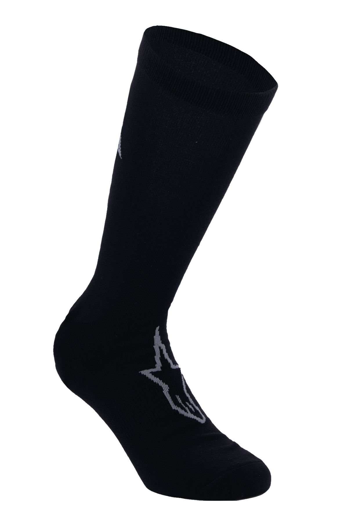 Alpinestars A-Dura Thermal Socks, chaussettes de cyclisme noires avec logo Astars gris, longueur mi-mollet avec bord côtelé, tissu thermique extensible lisse pour la pratique du VTT en hiver