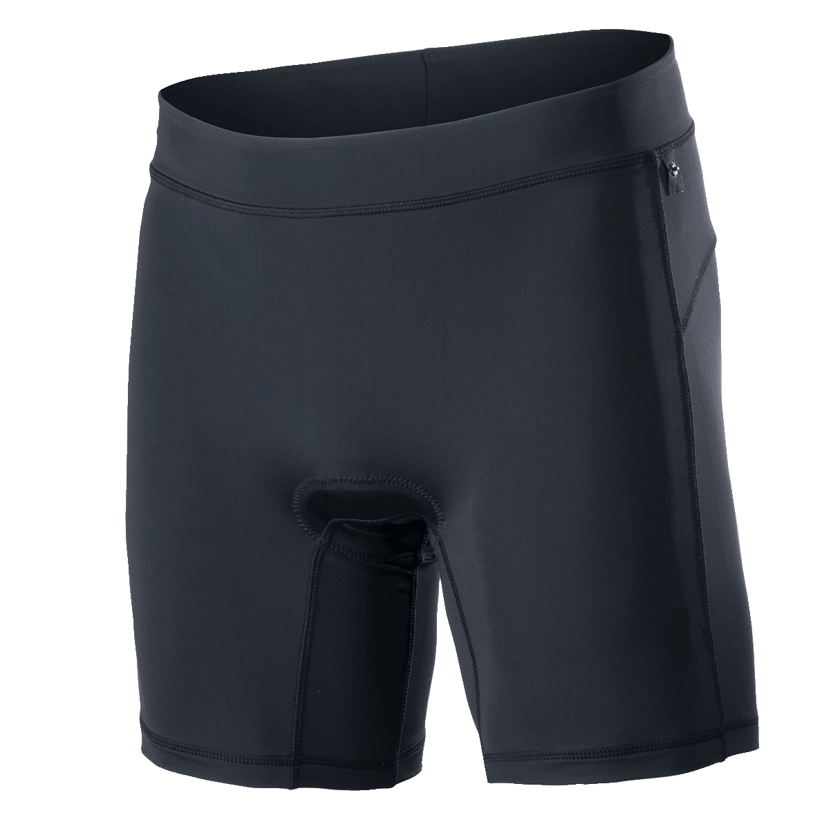 Alpinestars Drop Inner Shorts, Black mountain bike liner shorts with integrated chamois padding, wide elastic waistband, ergonomic compression fit, and breathable quick-drying stretch fabric for trail and Enduro riding.
