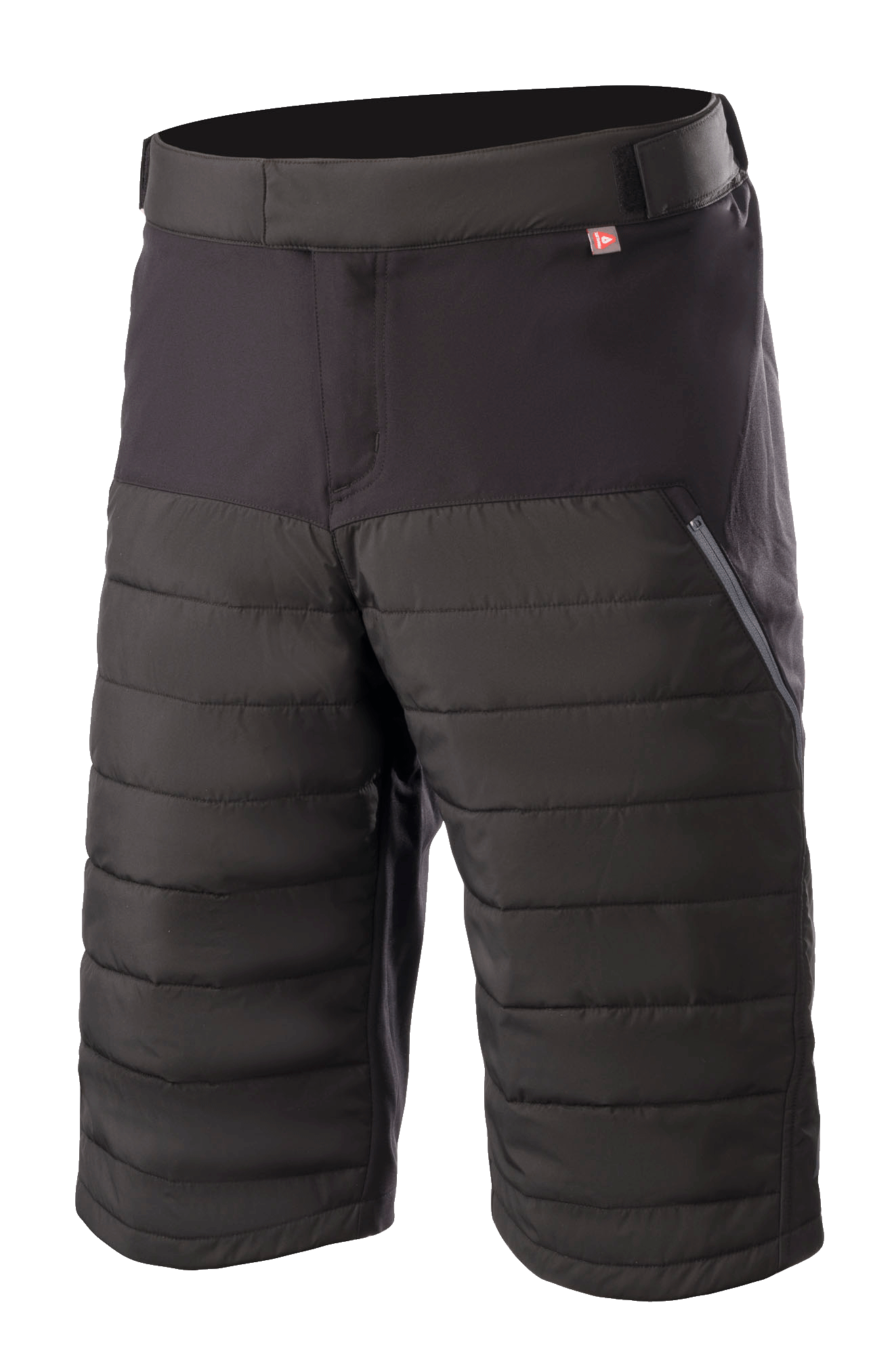 Short Alpinestars Denali 2, short de VTT, Black Grisaille, doté de panneaux d'isolation Primaloft® matelassés, d'une poche latérale zippée et d'une taille ajustable, textile durable longueur genou pour le VTT