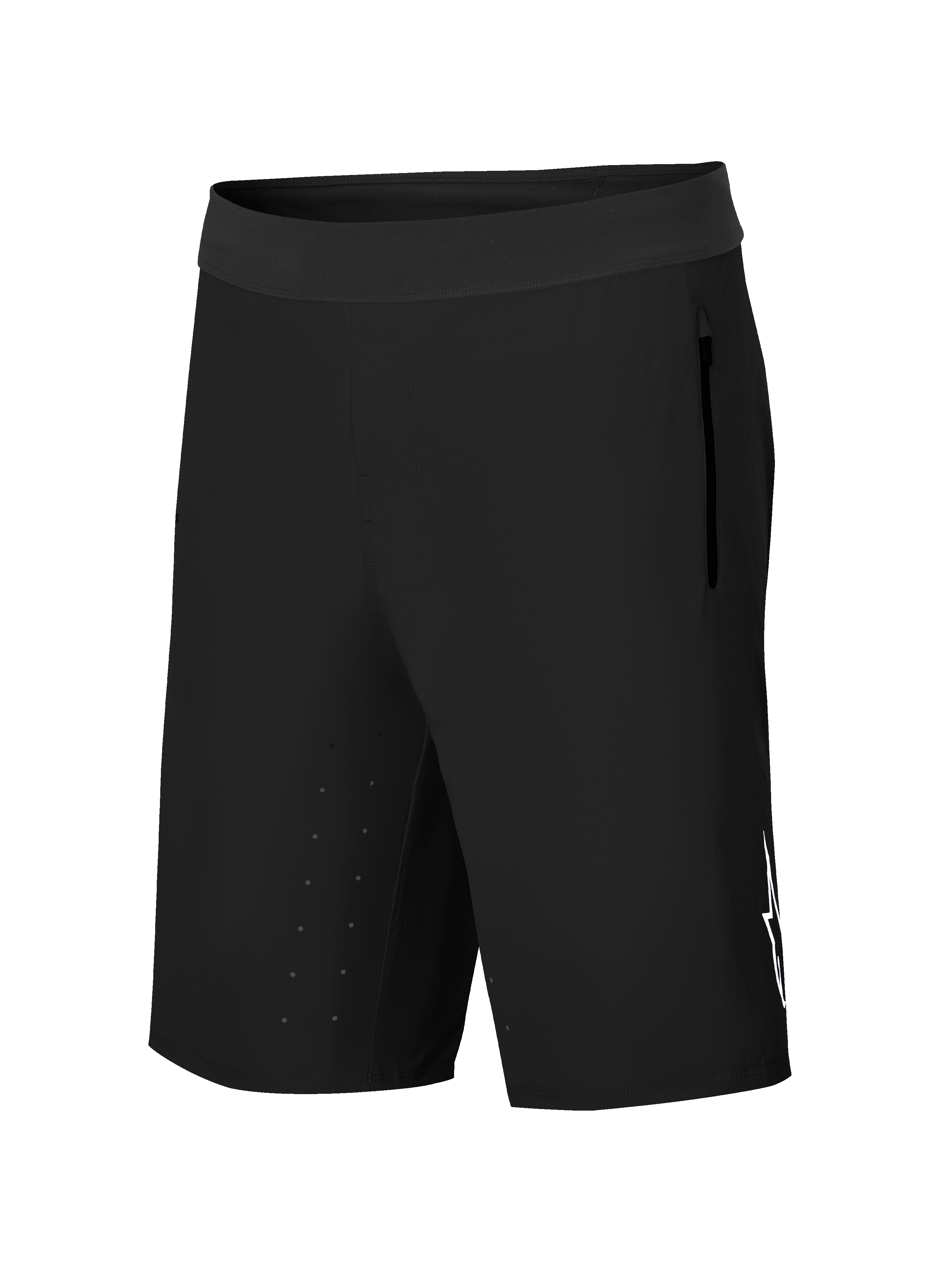 Short Alpinestars A-Aria Lite, short de cyclisme VTT, noir, avec large ceinture, poche latérale zippée, perforations laser à l'intérieur de la cuisse et logo Astars blanc, équipement de trail performant