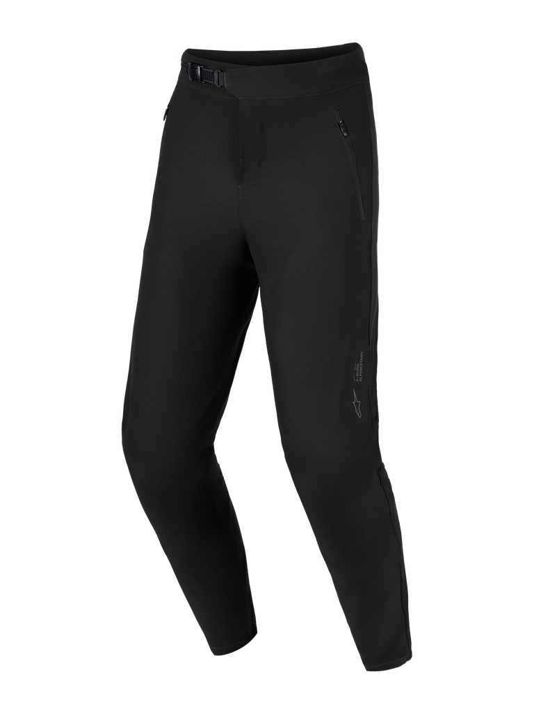 Pantalon VTT noir Alpinestars A-Dura Ride, tissu extensible 4 directions et fermeture à cliquet sécurisée.
