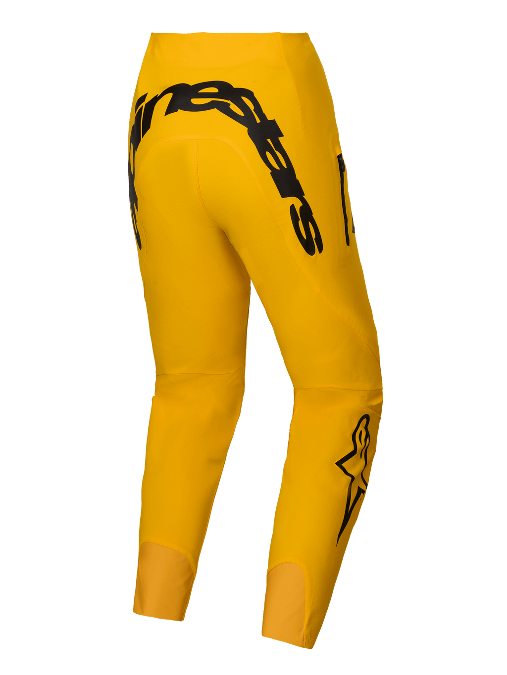 Alpinestars Limited Edition A-Supra Melt Gold Pants, dark yellow mountain bike pants for men featuring a bold MX-inspired black Alpinestars wordmark on the back yoke and 4-way super stretch fabric