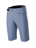 Alpinestars A-Dura Shorts, Mountain Bike Shorts, Infinity Blue, featuring double snap front closure, adjustable black side cinch buckle, zippered pockets, and textured 2-way stretch fabric, technical MTB apparel