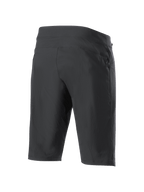 Short Liner Alpinestars A-Dura, short de VTT noir, vue arrière de trois-quarts, doté d'une poche latérale zippée, d'un tissu extensible résistant et d'un design athlétique profilé pour le cyclisme tout-terrain