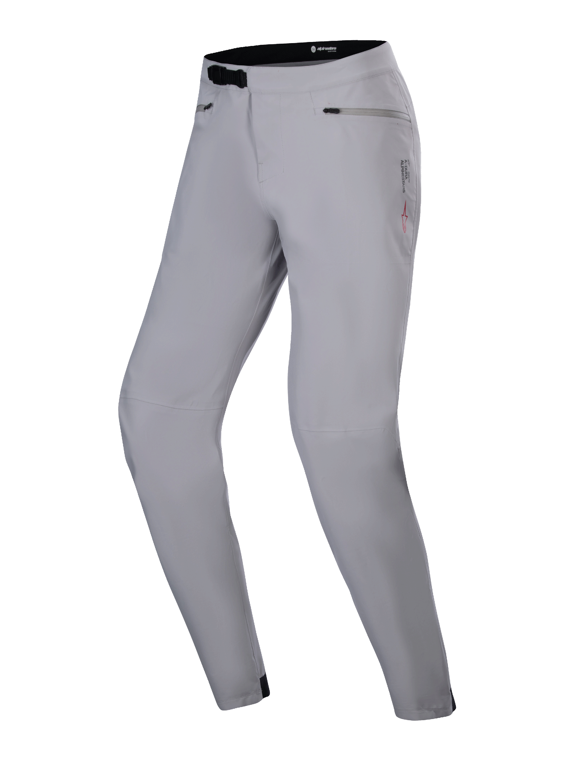 Alpinestars Stella A-Dura Waterproof Pant, pantalon de VTT pour femme, gris titane, doté d'une fermeture à cliquet noire à la taille et de poches zippées pour les mains, design technique avec marquage discret, équipement de performance imperméable pour le cyclisme