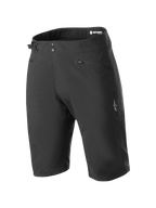 Alpinestars Stella A-Dura Liner Shorts, short de VTT pour femme, noir, longueur genou avec double fermeture à pression et ajusteur latéral, poches zippées et logo étoile blanc sur la jambe, tissu extensible 2 directions durable pour le VTT