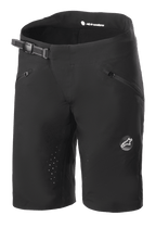 Short de VTT Alpinestars Stella Drop Algorithm pour femme, noir, avec fermeture à cliquet à la taille, poches avant zippées, perforations laser pour la ventilation, tissu technique léger et logo Alpinestars sur la jambe