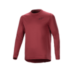 Maillot thermique Alpinestars A-Dura, maillot de cyclisme à manches longues, bordeaux, tissu isolant texturé avec petit logo étoile noir sur la poitrine, pan arrière allongé pour la pratique du VTT