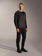 Maillot A-Dura Air noir à manches longues, haut de VTT respirant en jacquard avec petit logo sur la poitrine.
