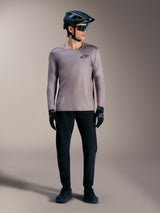 Alpinestars A-Dura Air Long Sleeve Jersey in Gray, moisture-wicking jacquard MTB top for performance trail riding style.