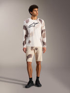 Maillot à manches longues A-Dura Ride en camouflage sable avec logo Astars noir, tenue de performance pour le VTT.