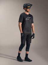 A-Dura Ride Short Sleeve Jersey in Black, featuring a grey Astars logo and jacquard stretch fabric for mountain biking.