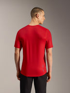 Red A-Dura Ride Short Sleeve MTB Jersey, back view with performance jacquard fabric, dropped tail, and subtle logo branding.