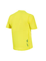 Maillot A-Dura Ride jaune fluo, vue arrière du haut de VTT respirant en jacquard avec détail du logo au dos.
