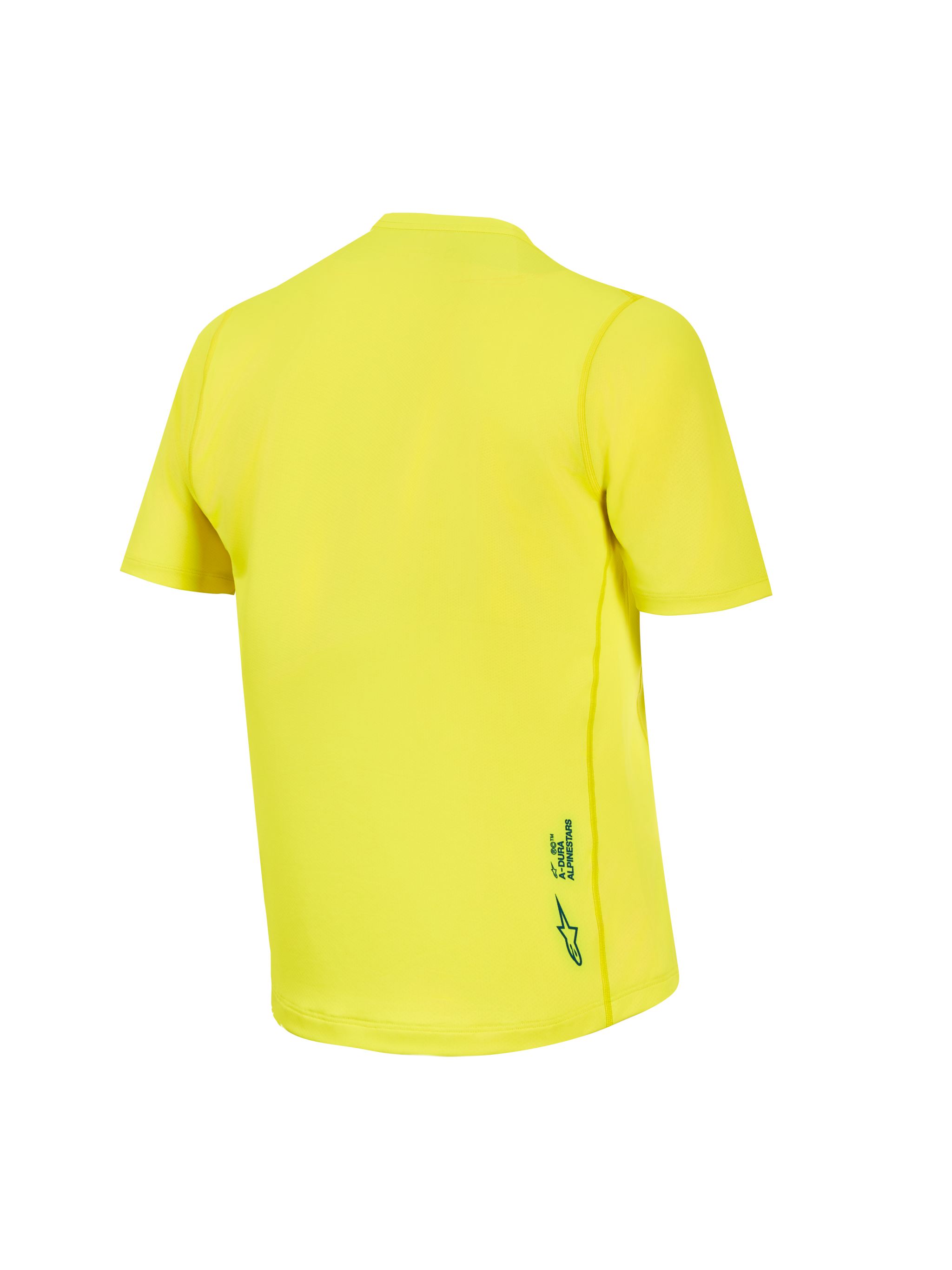 Maillot A-Dura Ride jaune fluo, vue arrière du haut de VTT respirant en jacquard avec détail du logo au dos.