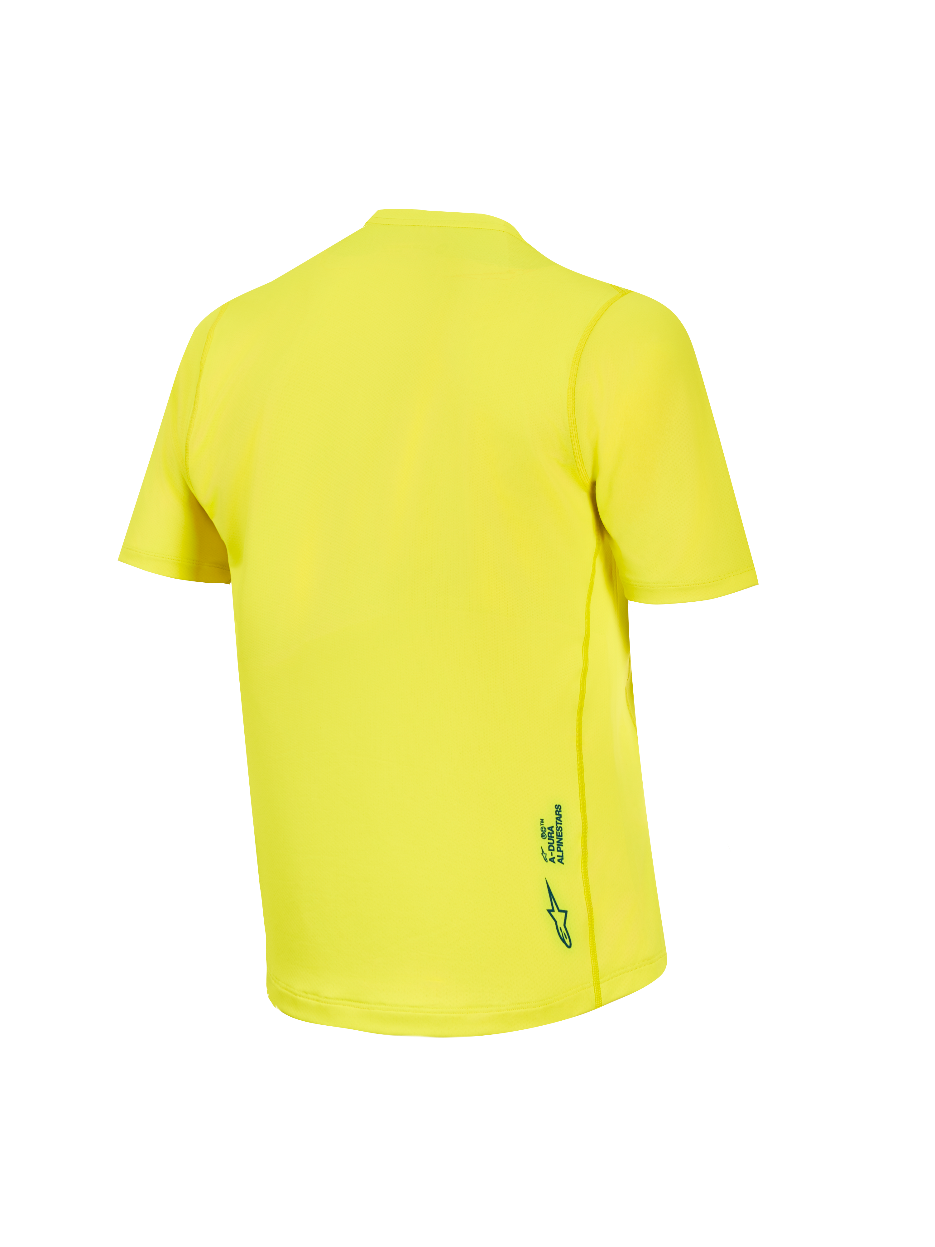 Maillot A-Dura Ride jaune fluo, vue arrière du haut de VTT respirant en jacquard avec détail du logo au dos.