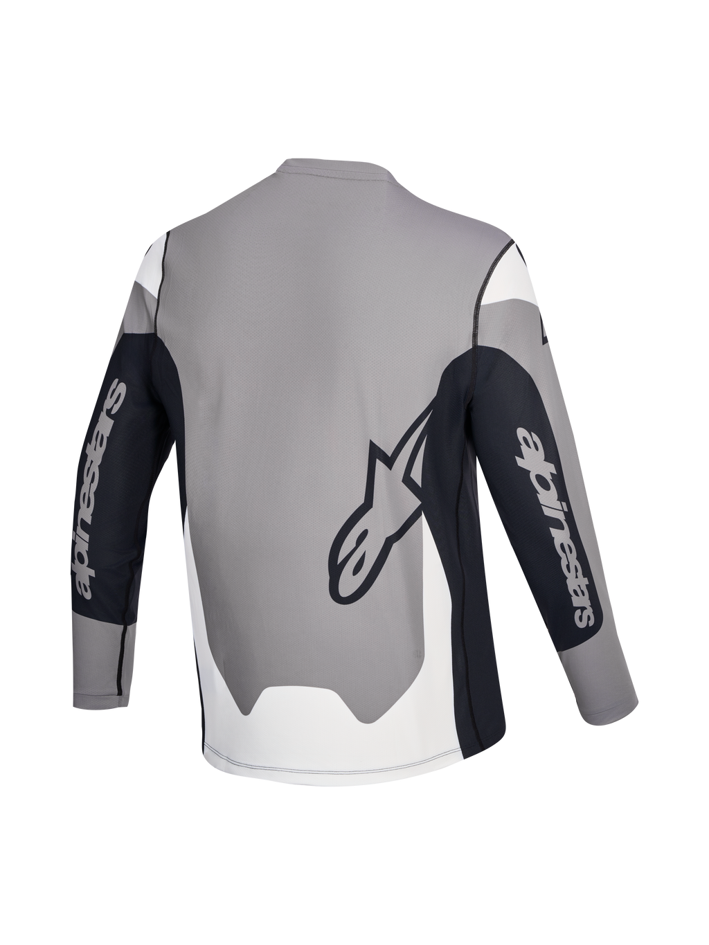 Alpinestars Maillot A-Dura Race, maillot de VTT à manches longues, gris, noir et blanc, vue de dos avec logos de la marque