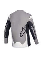 Alpinestars Maillot A-Dura Race, maillot de VTT à manches longues, gris, noir et blanc, vue de dos avec logos de la marque