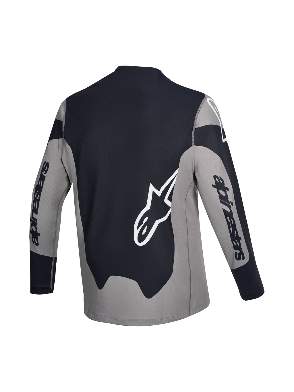 Maillot A-Dura Race, maillot de cyclisme VTT à manches longues, vue de dos, gris et noir avec logo graphique blanc