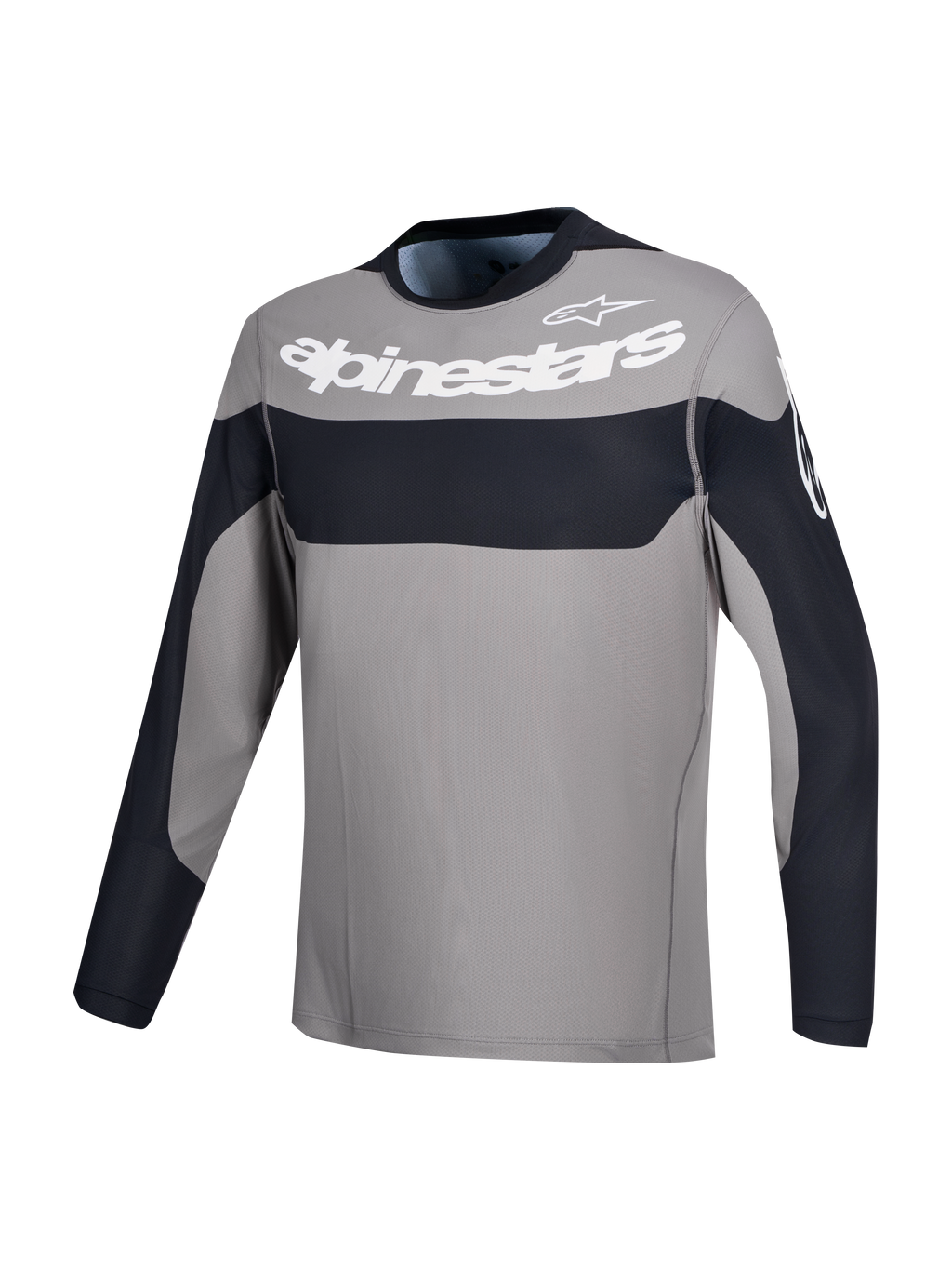 Alpinestars Maillot A-Dura Race, maillot de VTT à manches longues gris et noir avec logo Alpinestars blanc sur la poitrine