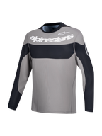 Alpinestars Maillot A-Dura Race, maillot de VTT à manches longues gris et noir avec logo Alpinestars blanc sur la poitrine