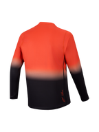 Maillot A-Dura ASTARS 2.0 à manches longues, vue arrière avec dégradé orange et noir pour le VTT haute performance.