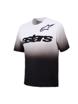 Maillot VTT A-Dura ASTARS 2.0, manches courtes, dégradé blanc et noir avec logos Astars sur la poitrine.