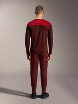 Maillot VTT A-Dura Elite 2.0 bordeaux à manches longues, vue arrière avec empiècement d'épaule rouge contrasté.