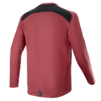 Maillot à manches longues Alpinestars A-Dura Dri Astar, bordeaux, maillot de VTT, vue arrière avec panneau de ventilation en maille noire sur les épaules, manches longues, tissu technique performant pour le cyclisme tout-terrain